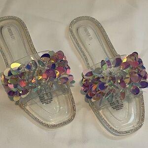 Forever 21 Clear Sandals with Multicolor Sequins